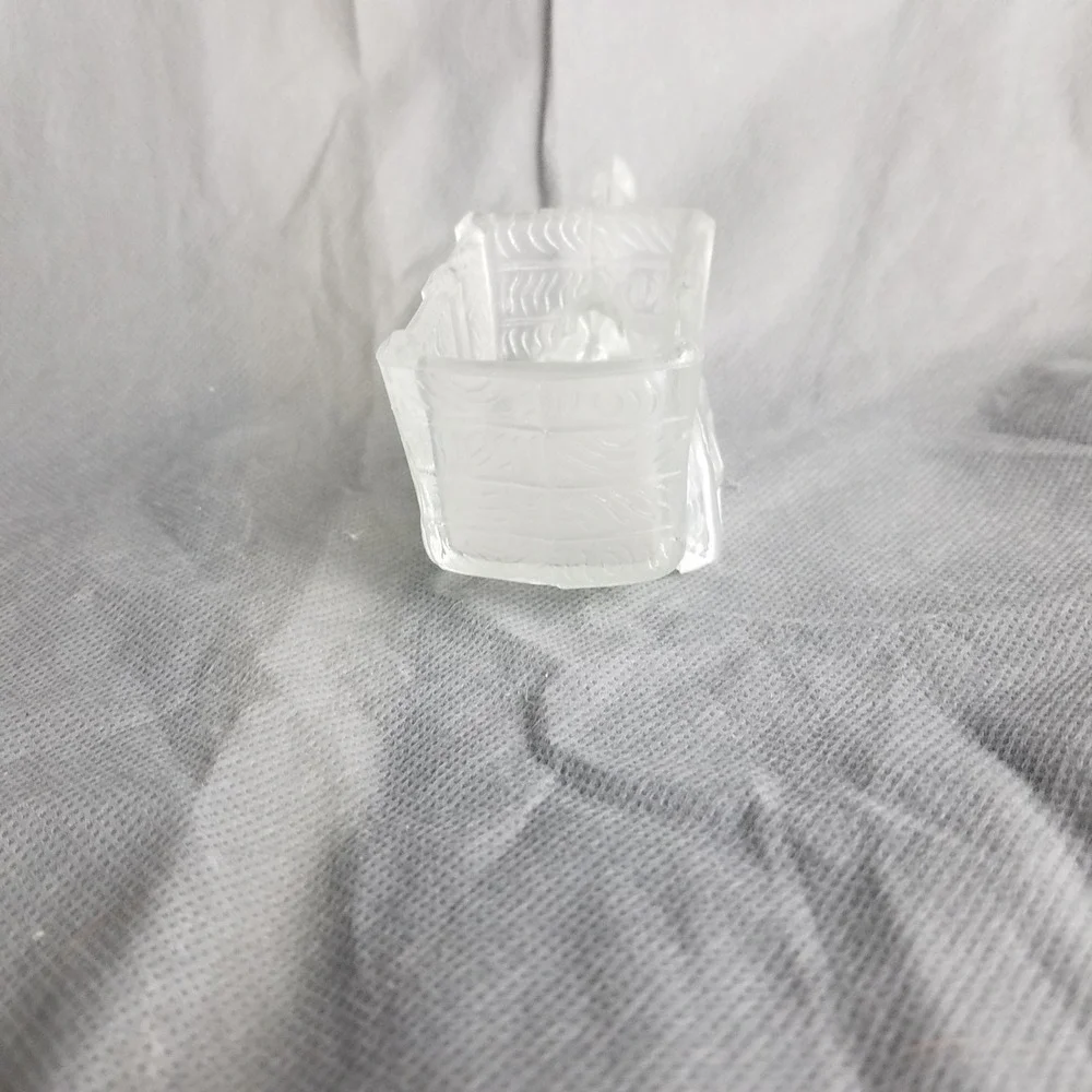 Vintage Clear Glass Donkey Cart Miniature Animal horse 4.75x2 planter candy dish